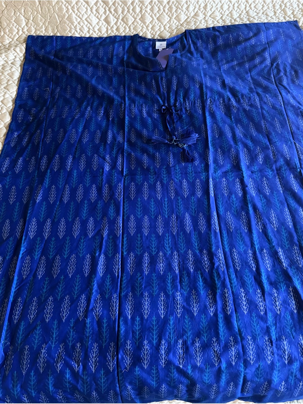Pax Philomena Blue Ikat Maxi Kaftan Dress